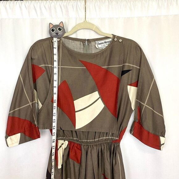 Retro 80s Vintage Midi Dress Donna Morgan Geometric Print Women’s S-M Rare - Picture 6 of 15